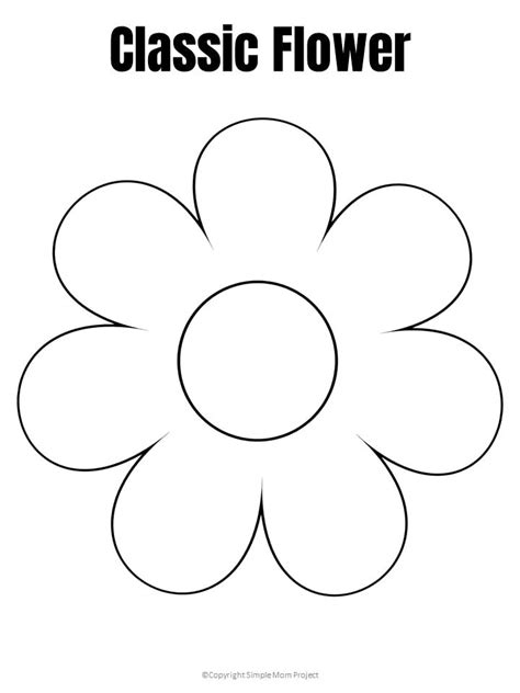 6 Petal Flower Template with Colored Pencils