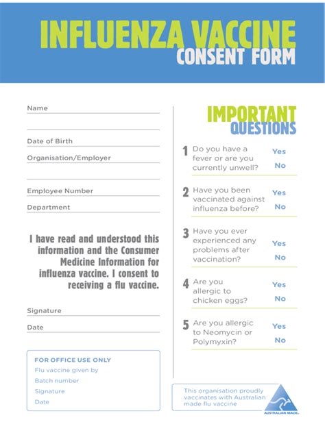 Flu Vaccine Consent Form Types