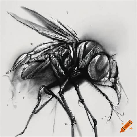 Fly Drawing with Charcoal