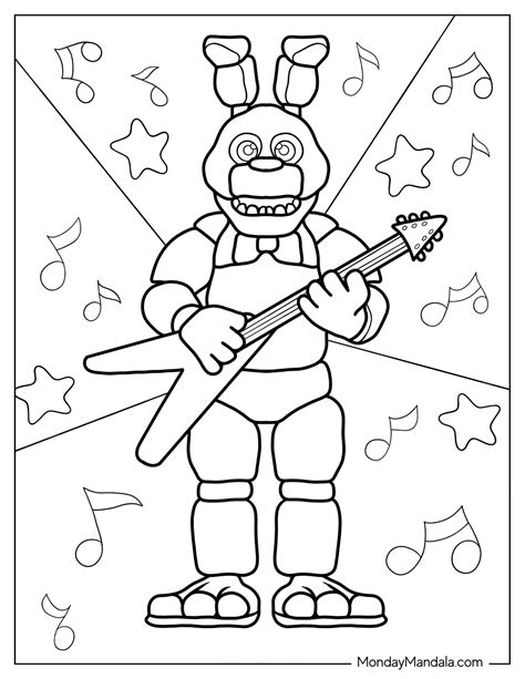 FNAF Freddy's Guitar Coloring Page