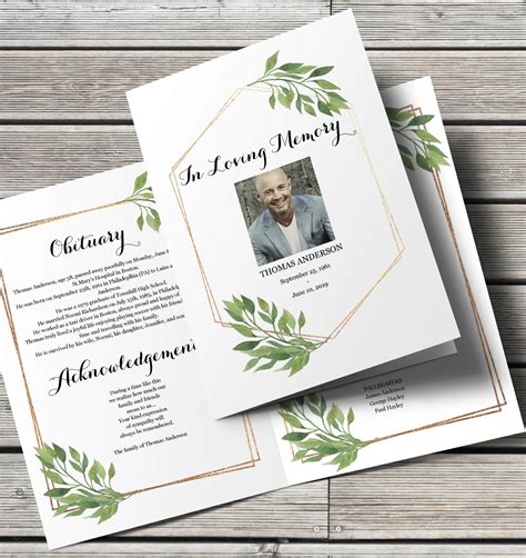 Folded Funeral Program Template