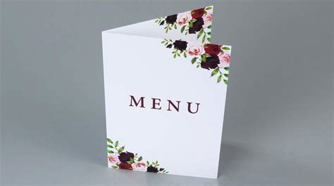 Folded Wedding Menu Card