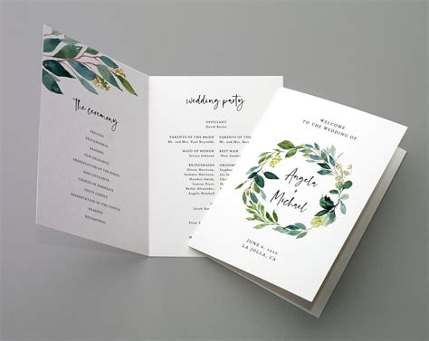 Folded Wedding Program Template Ideas and Examples