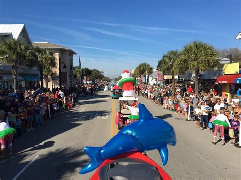 A festive holiday display on Folly Beach