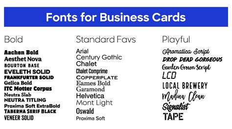 Fonts for Business Cards