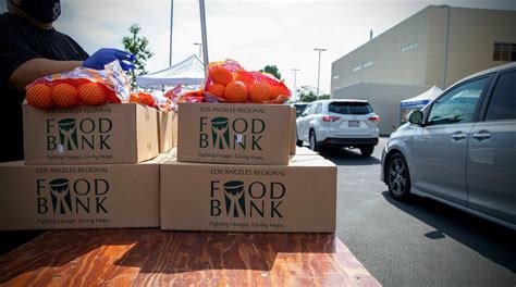 Food bank volunteers serving breakfast