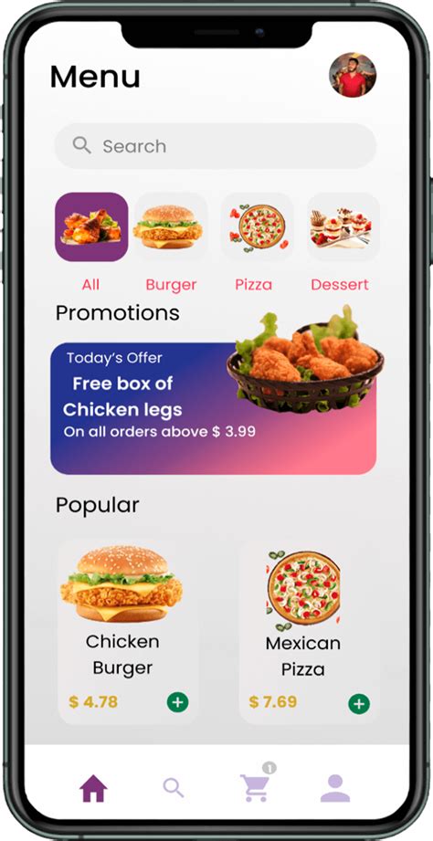 Food delivery solutions on a smartphone