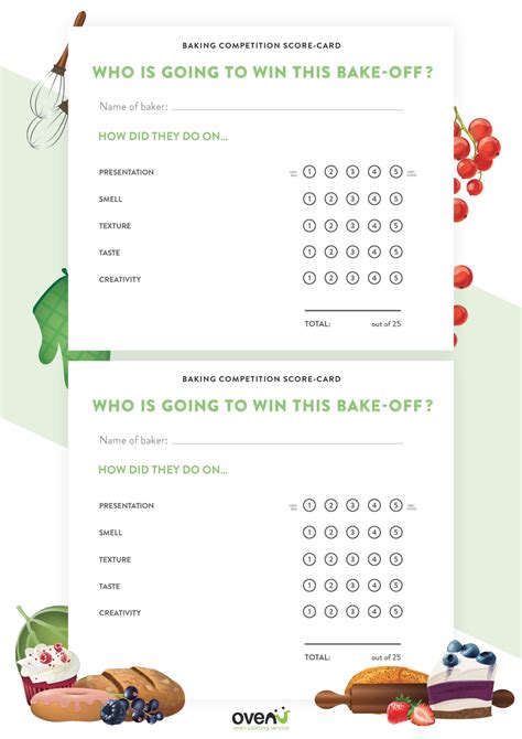 Food judging score sheet example