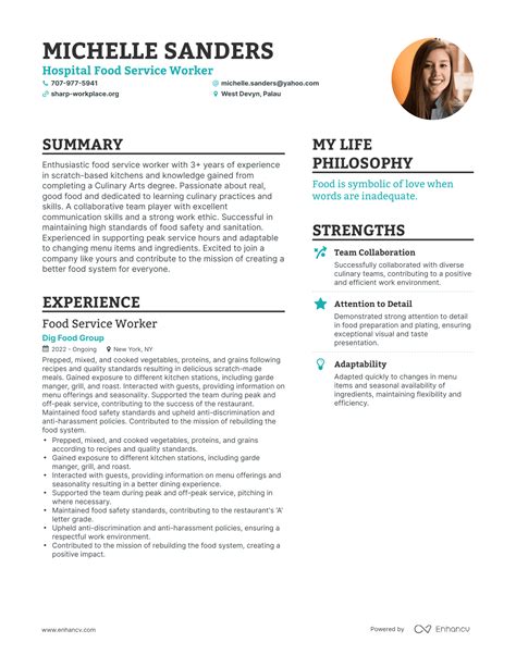 Food Service Worker Resume Example 9