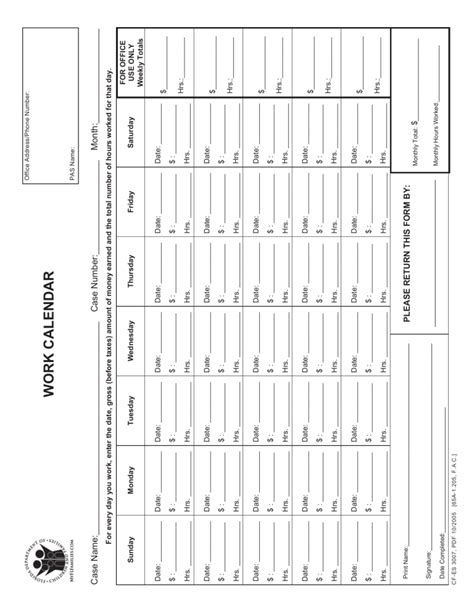 Food Stamp Calendar