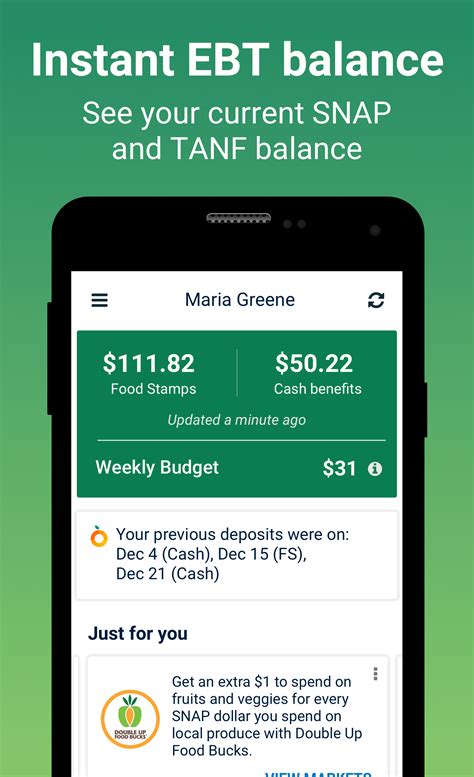 Food stamp card balance app