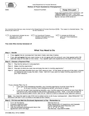 Food stamp overpayment notice