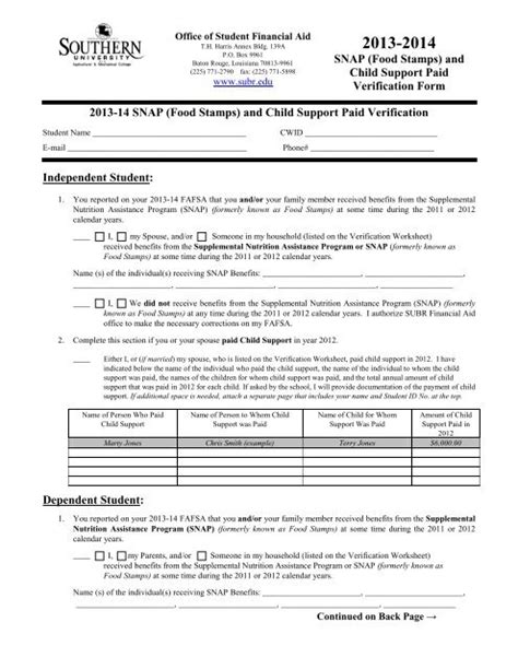 Food stamps and child support statistics