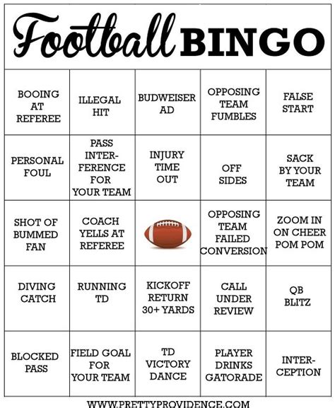 Football bingo card template