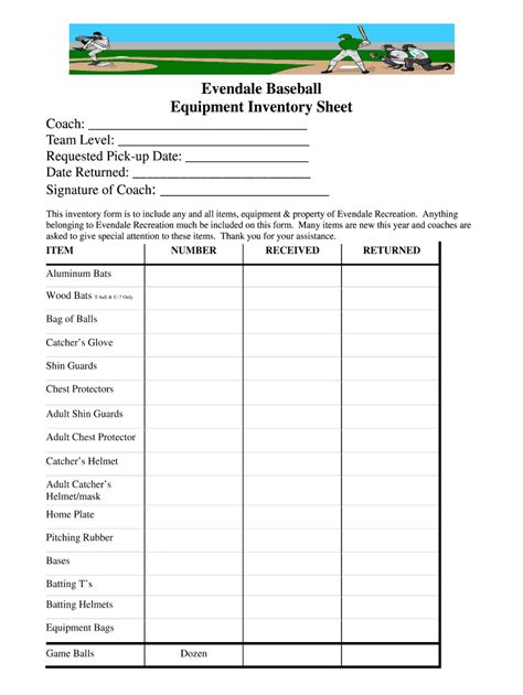 Football field equipment inventory