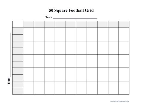 Football Field Super Bowl Squares Template