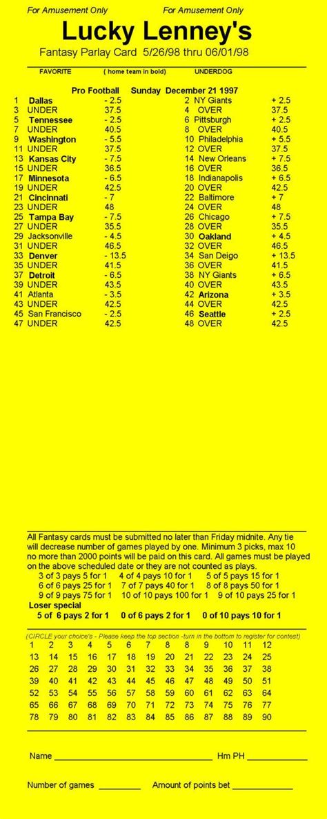 Football Parlay Card