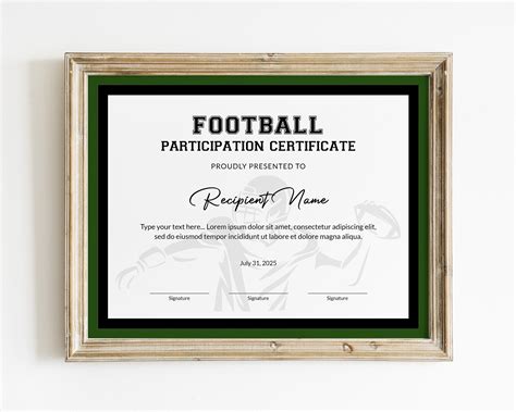 Football participation certificate template