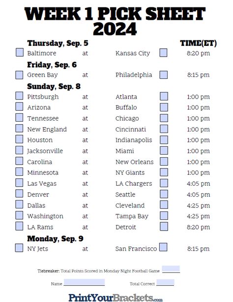 Football Pick Em Sheet Image