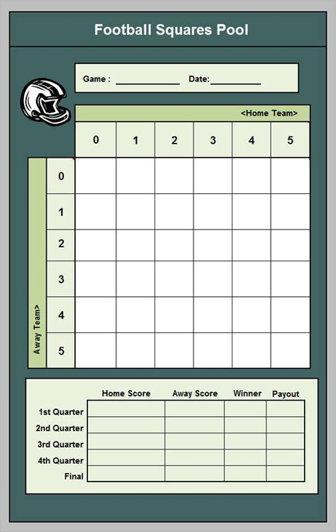 Football Pool Template Worksheets