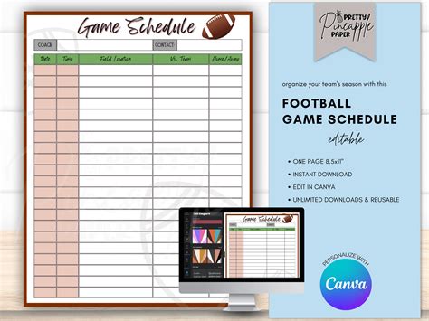 Football Schedule Template