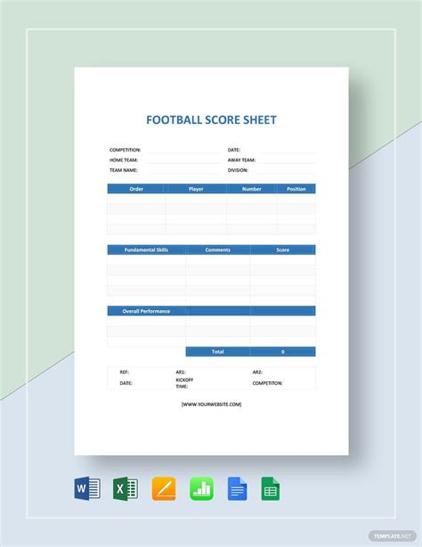 Football Score Grid Template Google Sheets