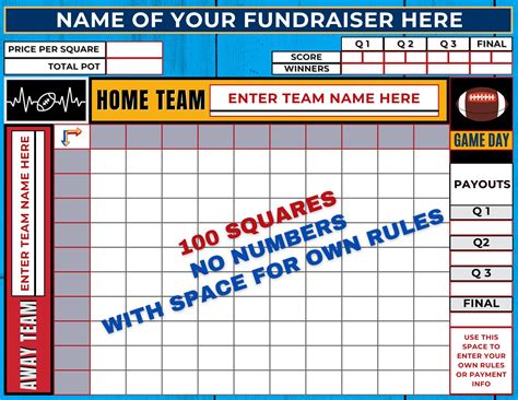 Football Squares Fundraiser Templates