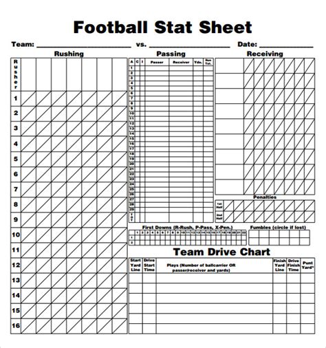 Football Stat Sheet Examples