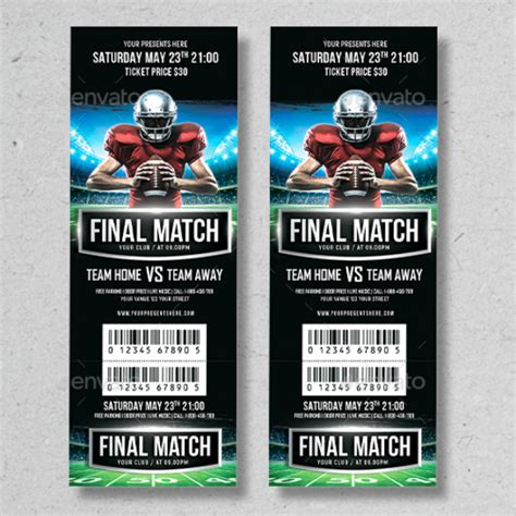 Football ticket template with image