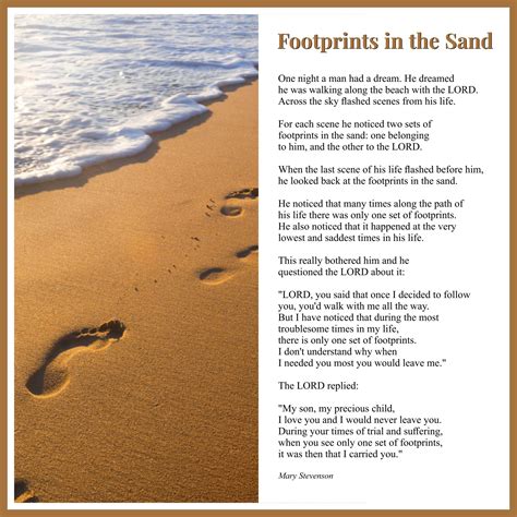 Footprints in the Sand Poem Journal Page