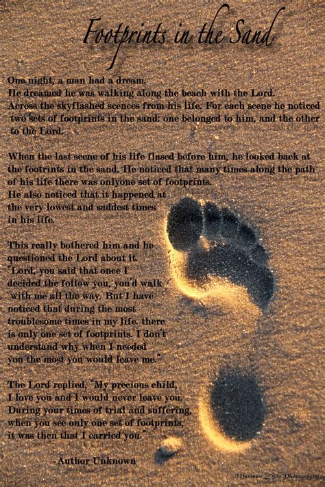 Footprints in the Sand Poem Quote Design