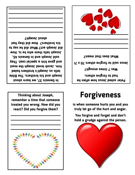 forgiveness activity sheets