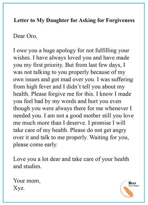 forgiveness letter