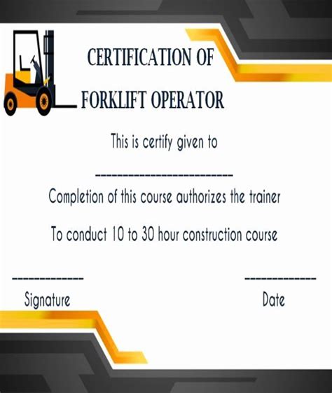 Forklift Training Certificate Template 10