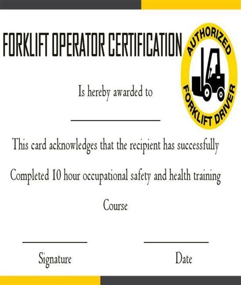 Forklift Training Certificate Template 9