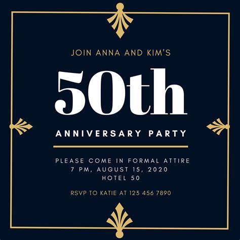 Formal 40th Anniversary Invitation Template