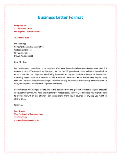 Formal business letter template gallery