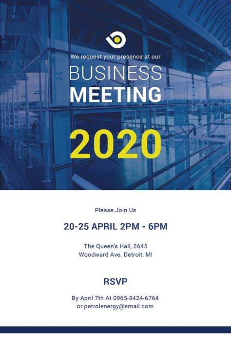 Formal Business Meeting Invitation Template Word