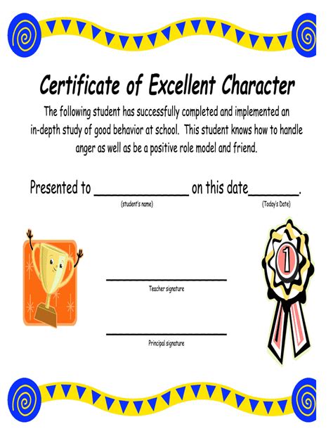 Formal Character Award Certificate