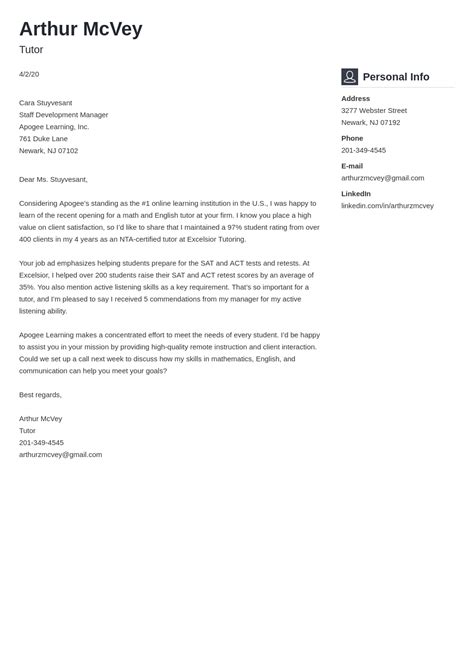 Formal cover letter template