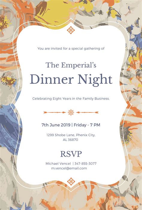 Formal dinner invitation template 1