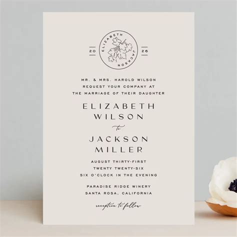 Formal Wedding Dinner Invitation Wording Example