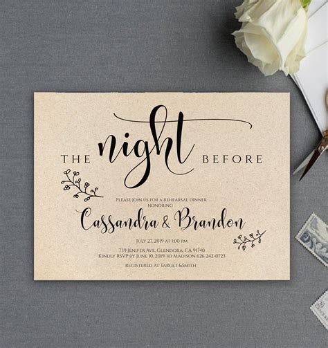 Formal Wedding Rehearsal Invitation Template