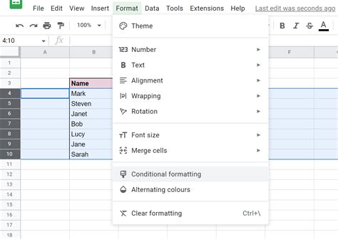 Format Entire Row Feature