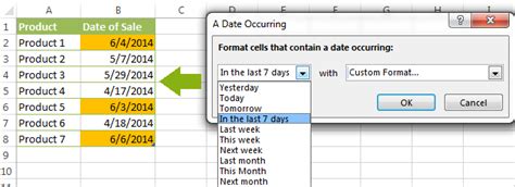 Excel cells with different date formats