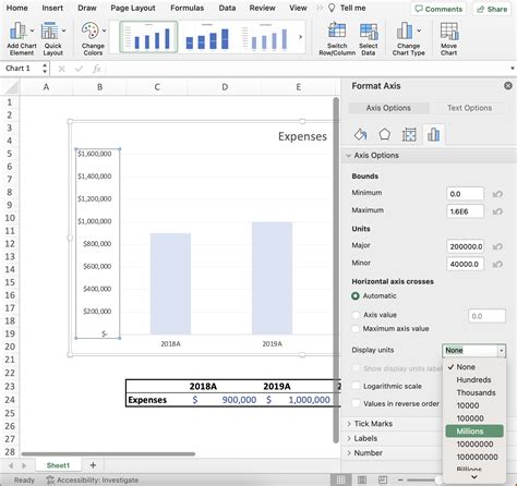 Example of Formatting Excel in Millions