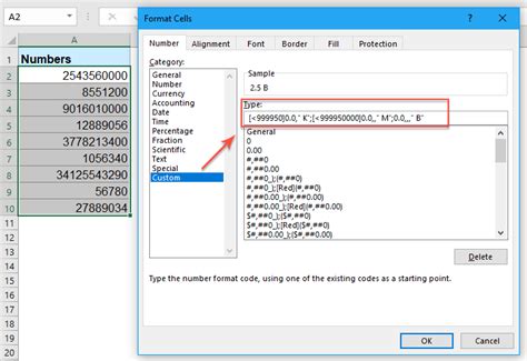 Format Millions in Excel with Custom Numbers 3