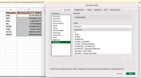 Format Millions in Excel with Custom Numbers 4