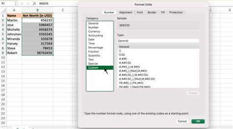 Format numbers to millions in Excel example 2