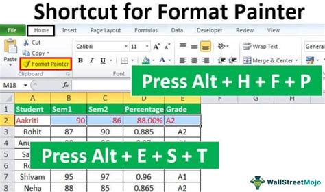 Format Painter Shortcut in Excel